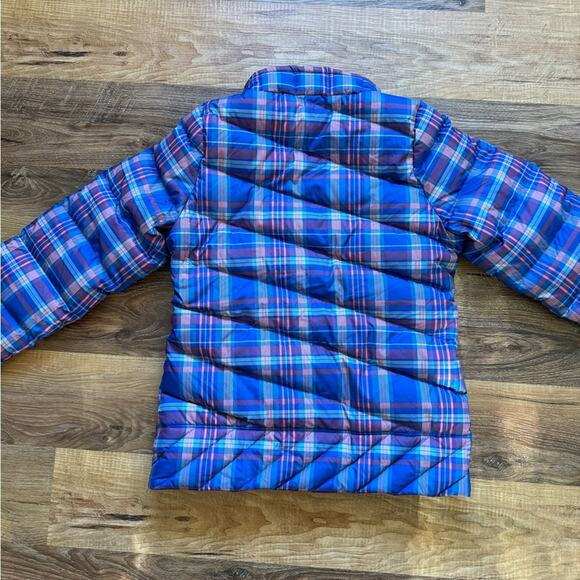 Patagonia Girls’ Down Jacket Plaid Blue Size 14 - Picture 11 of 14